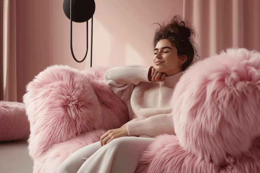 pink loveseat sofa